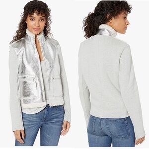 Majestic Filatures Women's Jacket with Metallic Leather Front Pockets